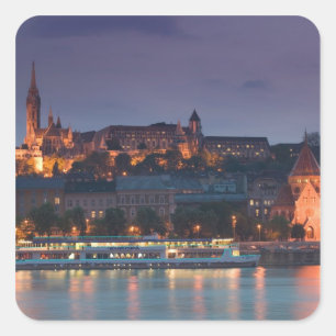 HUNGARY, Budapest: Castle Hill, Calvinist Church Square Sticker