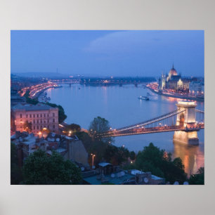 HUNGARY, Budapest: Szechenyi (Chain) Bridge, 2 Poster