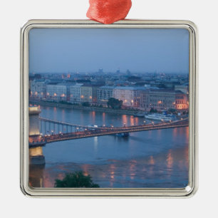 HUNGARY, Budapest: Szechenyi (Chain) Bridge, 3 Metal Tree Decoration