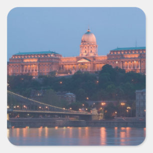 HUNGARY, Budapest: Szechenyi (Chain) Bridge, Square Sticker