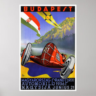 Hungary Budapest Vintage Travel Poster Restored