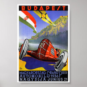 Hungary Budapest Vintage Travel Poster Restored