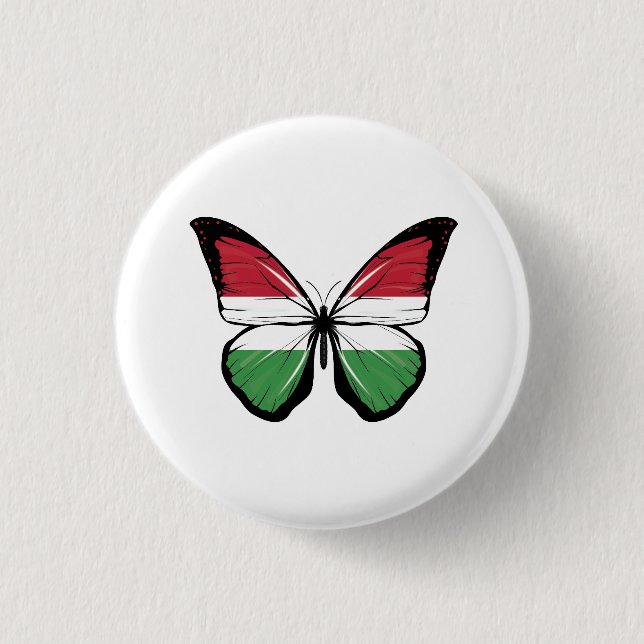 Hungary Butterfly Flag 3 Cm Round Badge (Front)