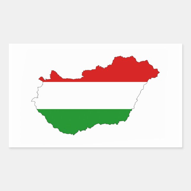 hungary country flag map shape symbol rectangular sticker (Front)