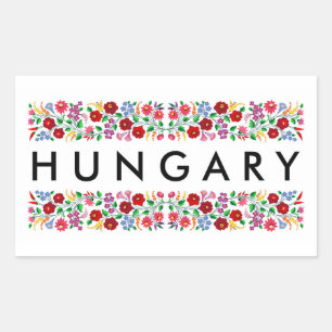 hungary country symbol name text folk motif tradit rectangular sticker
