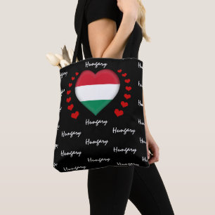 Hungary Flag & Heart Hungarian Flag fashion /sport Tote Bag