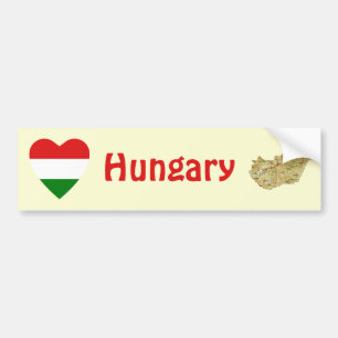 Hungary Flag Heart + Map Bumper Sticker