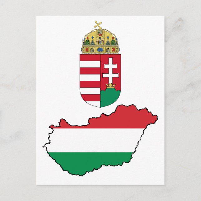 Hungary Flag Map HU Postcard (Front)