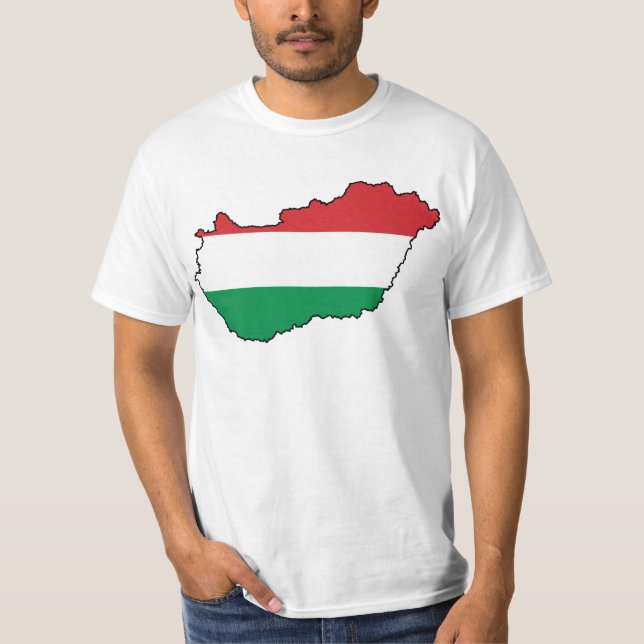 Hungary Flag Map HU T-Shirt (Front)