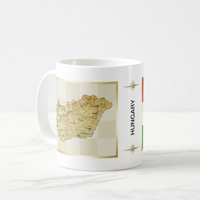 Hungary Flag + Map Mug (Front Left)