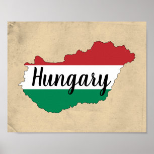 Hungary Flag Silhouette Poster