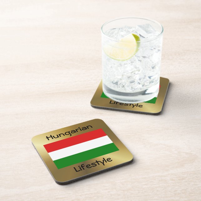Hungary Flag+Text Coaster (Right Side)