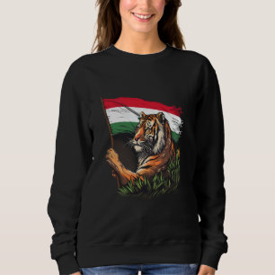 Hungary Flag Tiger Wildlife Hungarian Roots Hungar Sweatshirt