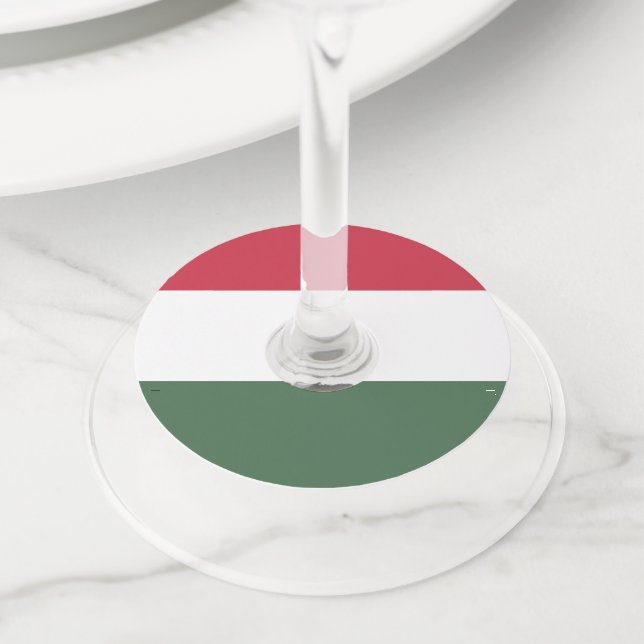 Hungary flag wine glass tag (Close Up)