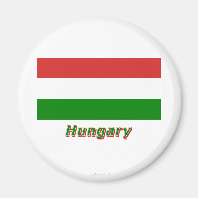 Hungary Flag with Name Magnet (Front)
