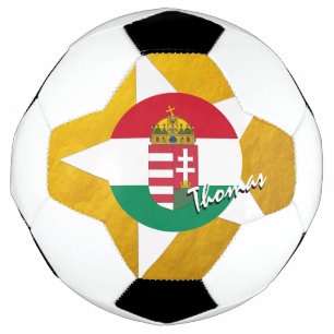 Hungary Football & Gold Hungarian Flag Soccer Ball