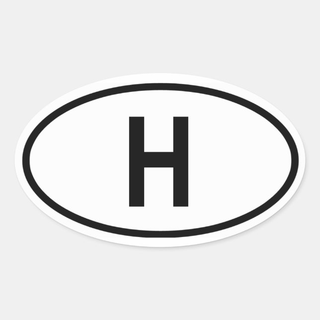 Hungary "H" Oval Sticker (Front)