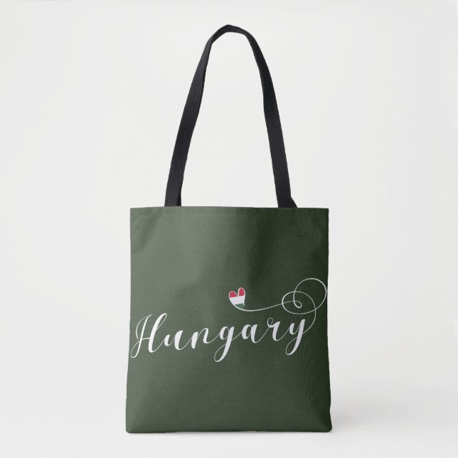 Hungary Heart Customisable Bag, Hungarian Tote Bag (Front)