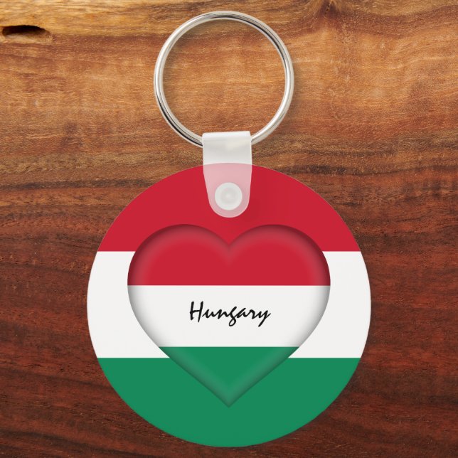 Hungary & Heart,  Hungarian Flag fashion / sports Key Ring (Front)