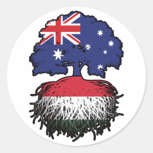 Hungary Hungarian Australian Australia Tree Roots Classic Round Sticker