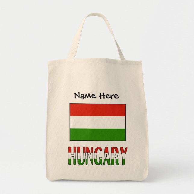 Hungary Hungarian Flag Black Personalisation  Tote Bag (Front)