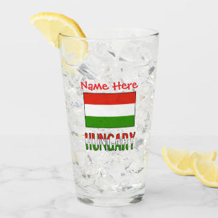 Hungary Hungarian Flag Red Personalised Glass