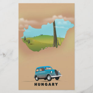 Hungary Illustrated map travel poster