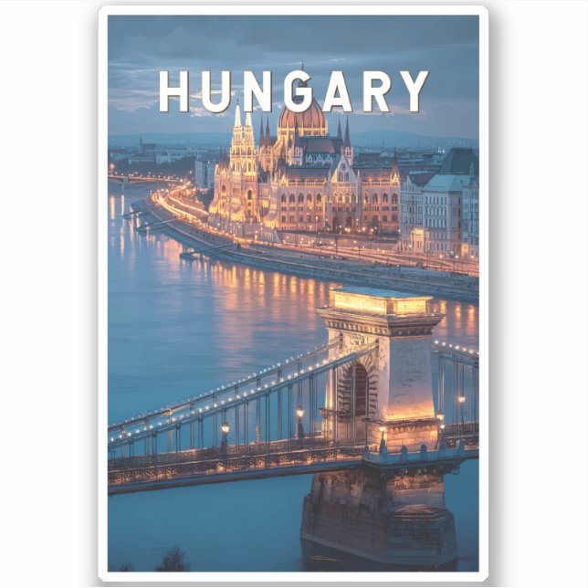 Hungary Illustration Travel Art Vintage (Front)