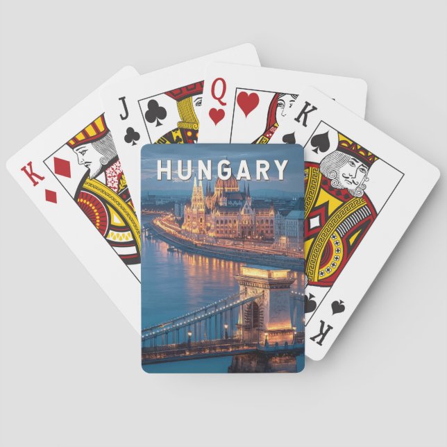 Hungary Illustration Travel Art Vintage Playing Cards (Back)