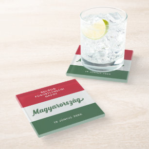 Hungary Independence Day National Flag Glass Coaster