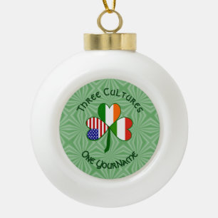 Hungary Ireland USA Shamrock Flag Personalised  Ceramic Ball Christmas Ornament