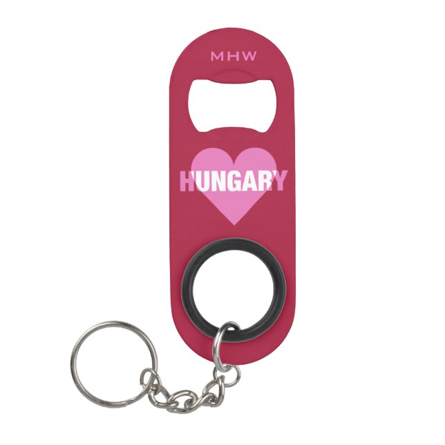 Hungary Love custom monogram bottle opener (Front)