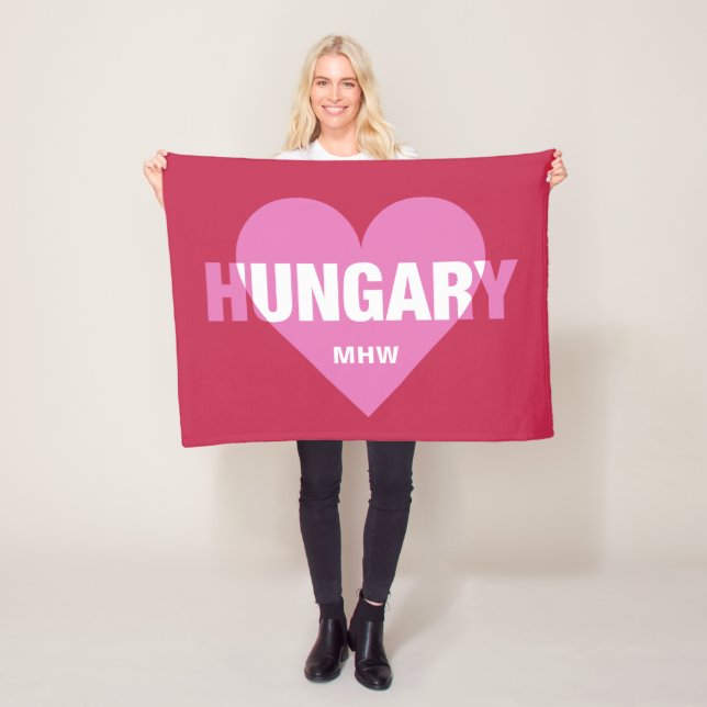 Hungary Love custom monogram fleece blanket (In Situ)