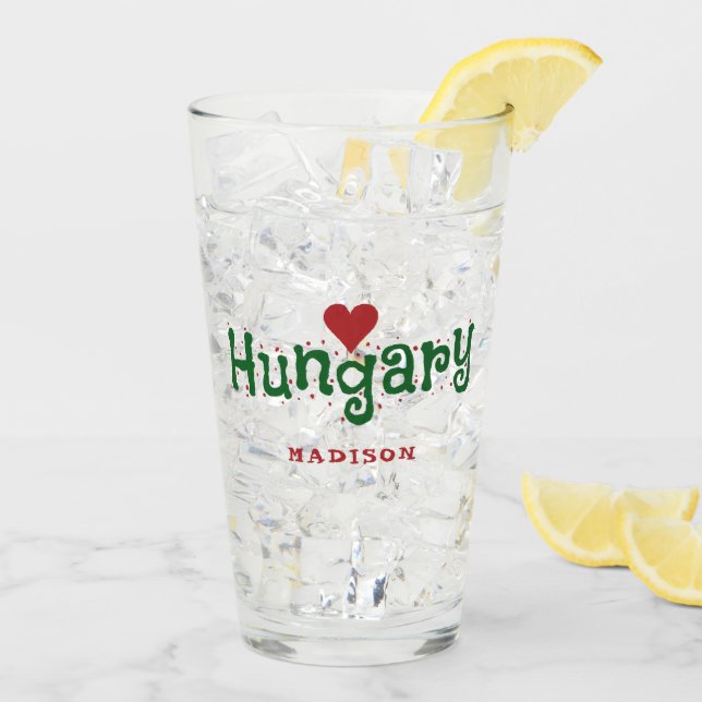 Hungary Love custom name pint glass (Back Ice)