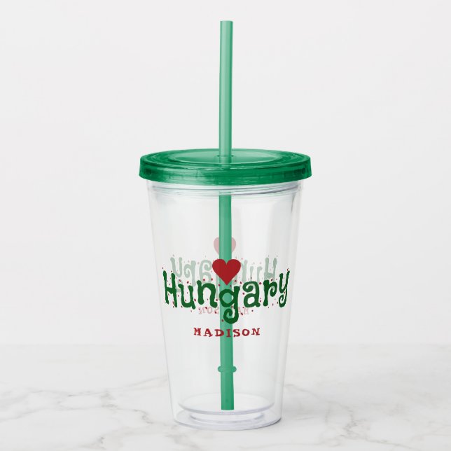 Hungary Love custom name tumblers (Front)