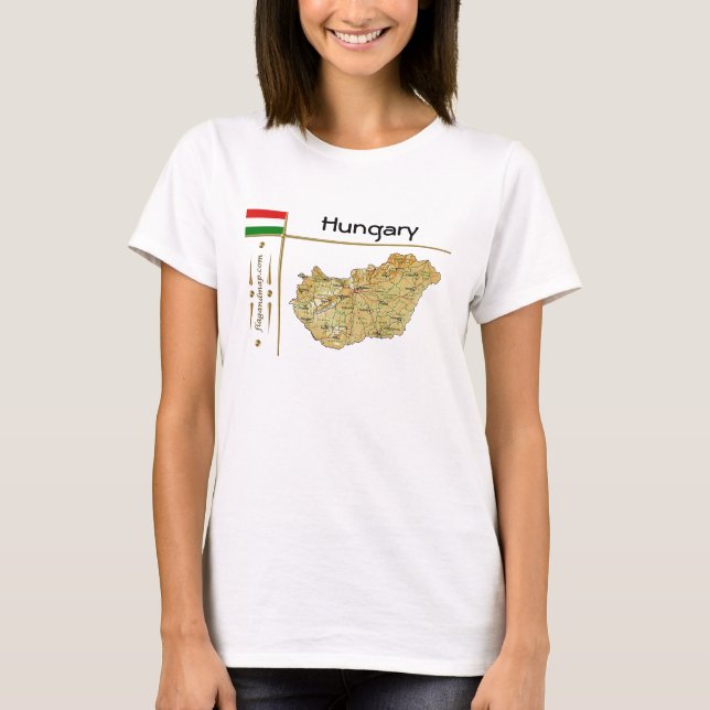 Hungary Map + Flag + Title T-Shirt (Front)