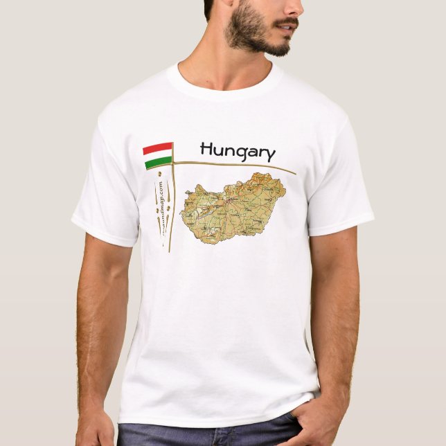Hungary Map + Flag + Title T-Shirt (Front)