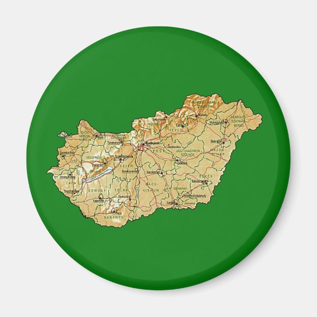 Hungary Map Magnet (Front)