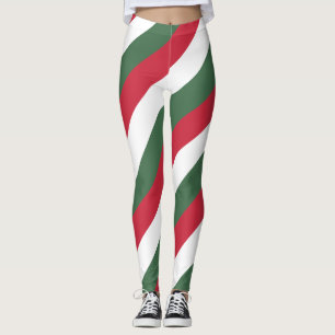 Hungary National Flag Colours Diagonal Striped Leggings