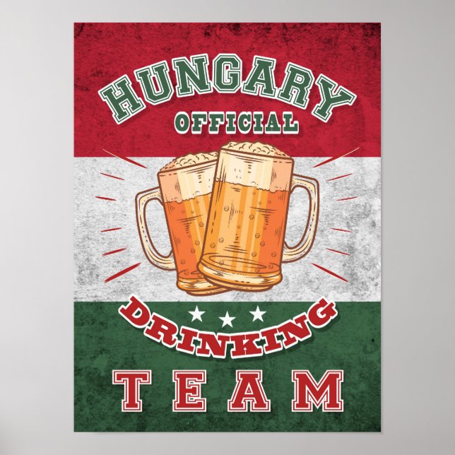 Hungary Official Drinking Team. Funny beer Poster (Front)