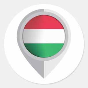 Hungary Pin Location Flag Classic Round Sticker