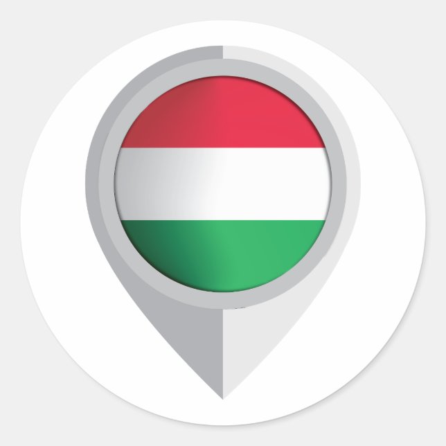 Hungary Pin Location Flag Classic Round Sticker (Front)