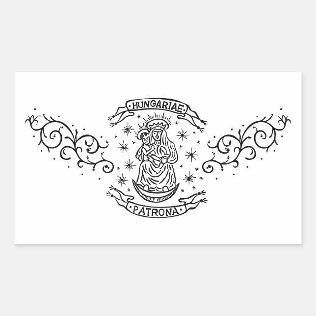 hungary religious motif mediaeval virgin mary jesu rectangular sticker (Front)