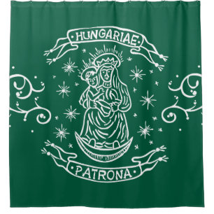 hungary religious motif mediaeval virgin mary jesu shower curtain