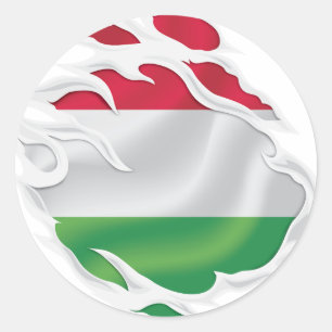 Hungary Ripped Flag Classic Round Sticker