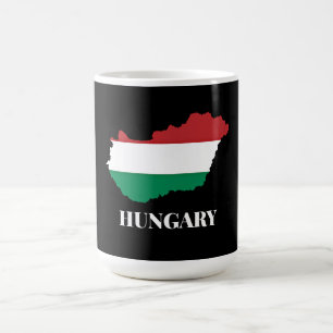 Hungary, silhouette and flag, coffee mug