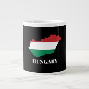 Hungary, silhouette and flag, large coffee mug