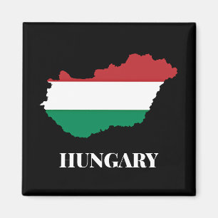Hungary, silhouette and flag, magnet