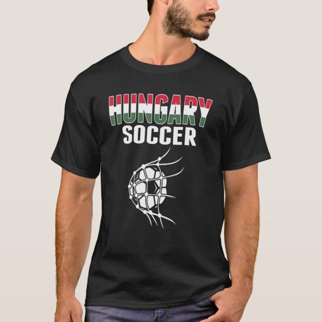 Hungary Soccer Ball In Net  Hungarian Football Sup T-Shirt (Front)
