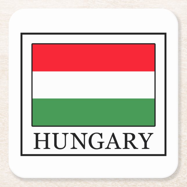Hungary Square Paper Coaster (Front)